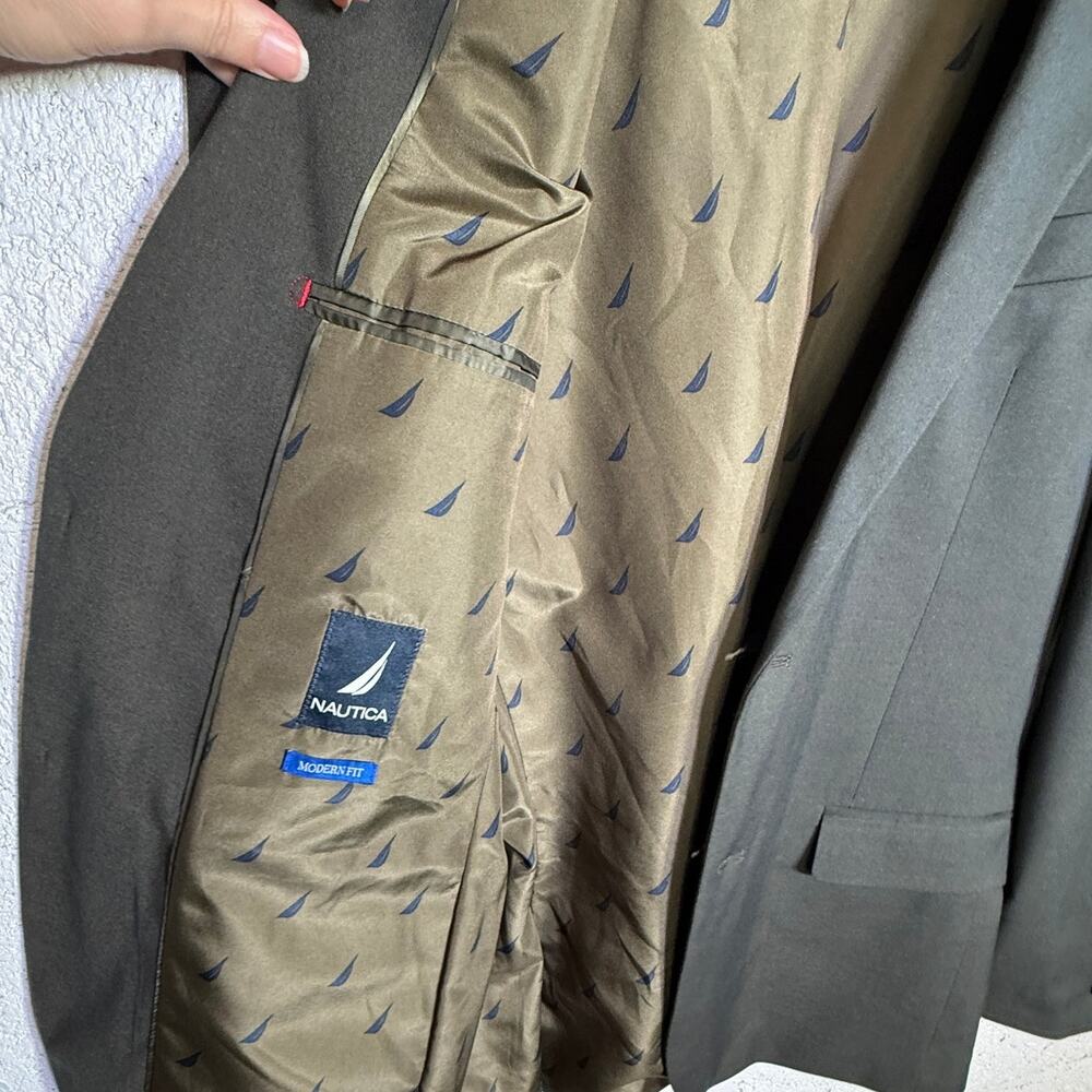 Nautica Men's Modern-Fit Stretch Fall Suit Olive Green  38R 32W $395 - Picture 13 of 16